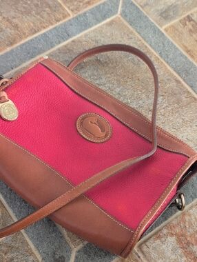 Dooney & Bourke Pink with Brown Leather Trim Crossbody Bag